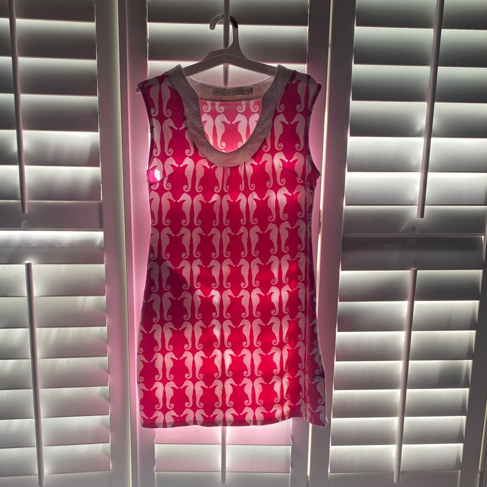 Tracy Negoshian Pink and White Dress